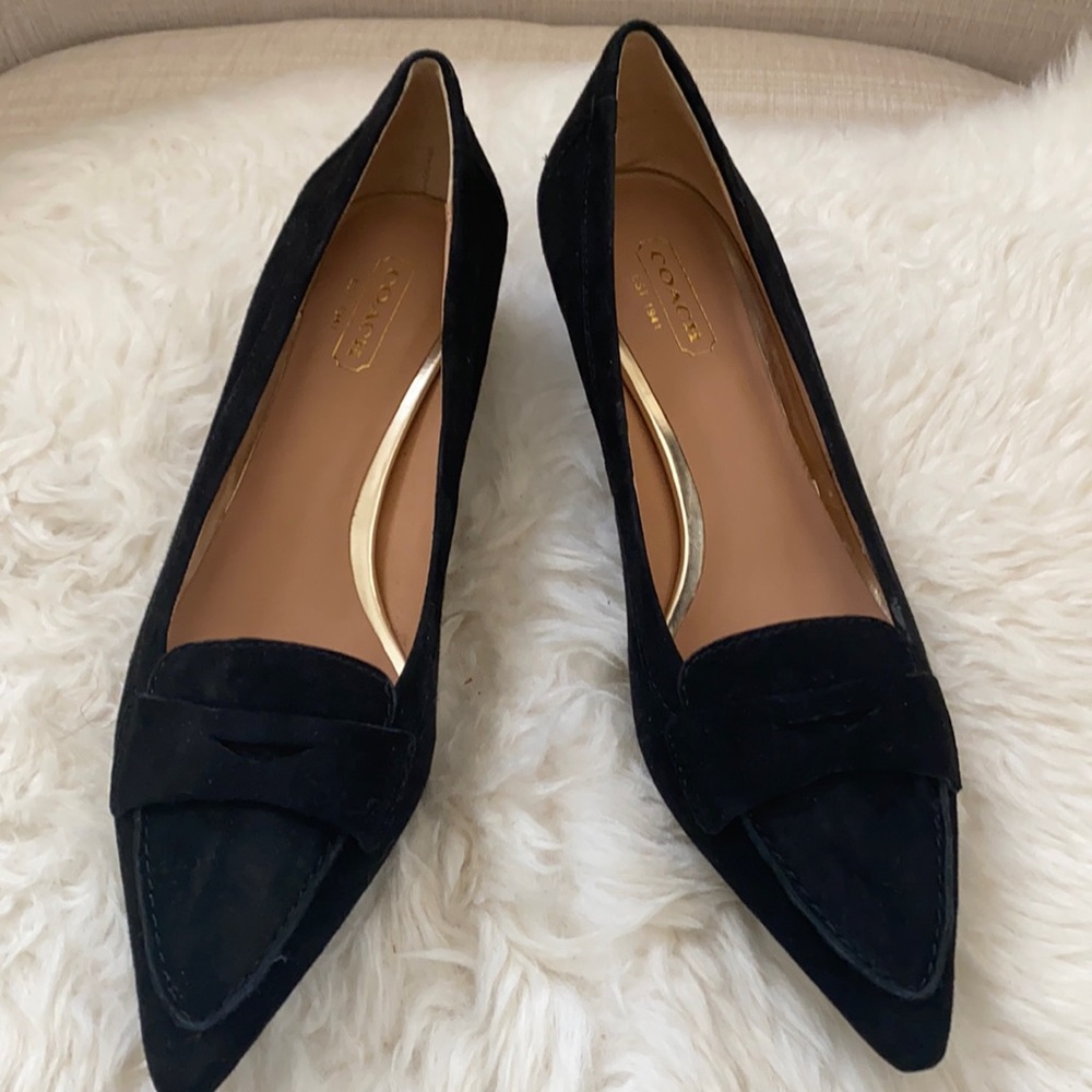Coach *never worn* Black Suede Kitten Heel